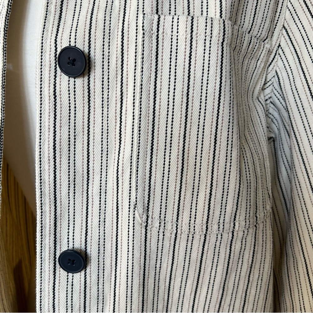 NWT Rebecca Taylor Striped Field Jacket - Yarn Dyed Stripes Ivory Size Medium